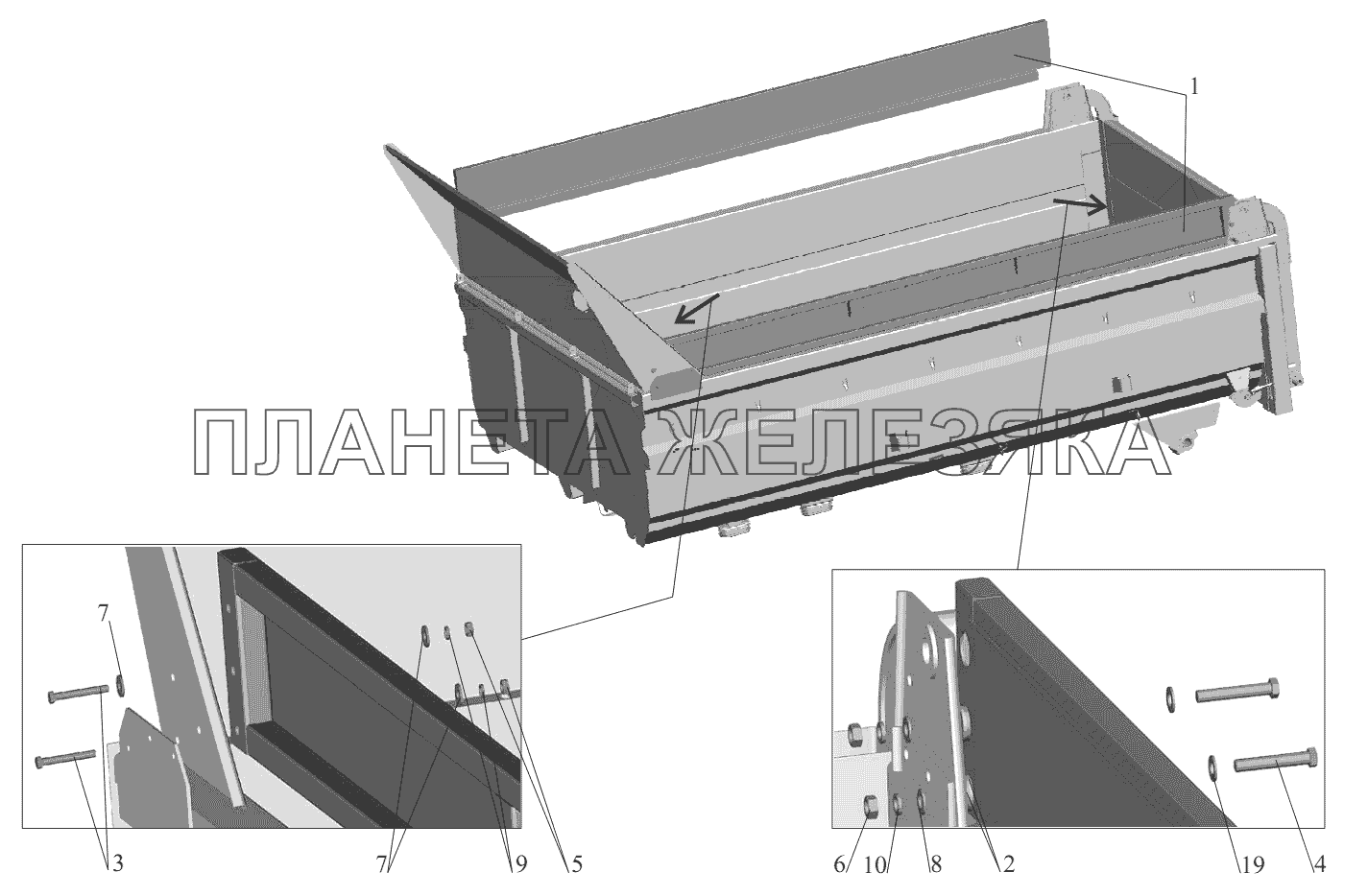 Установка надставных бортов 5550-8500012 МАЗ-631236