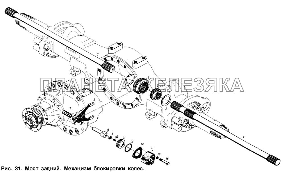 Мост задний. Механизм блокировки колес МАЗ-6317