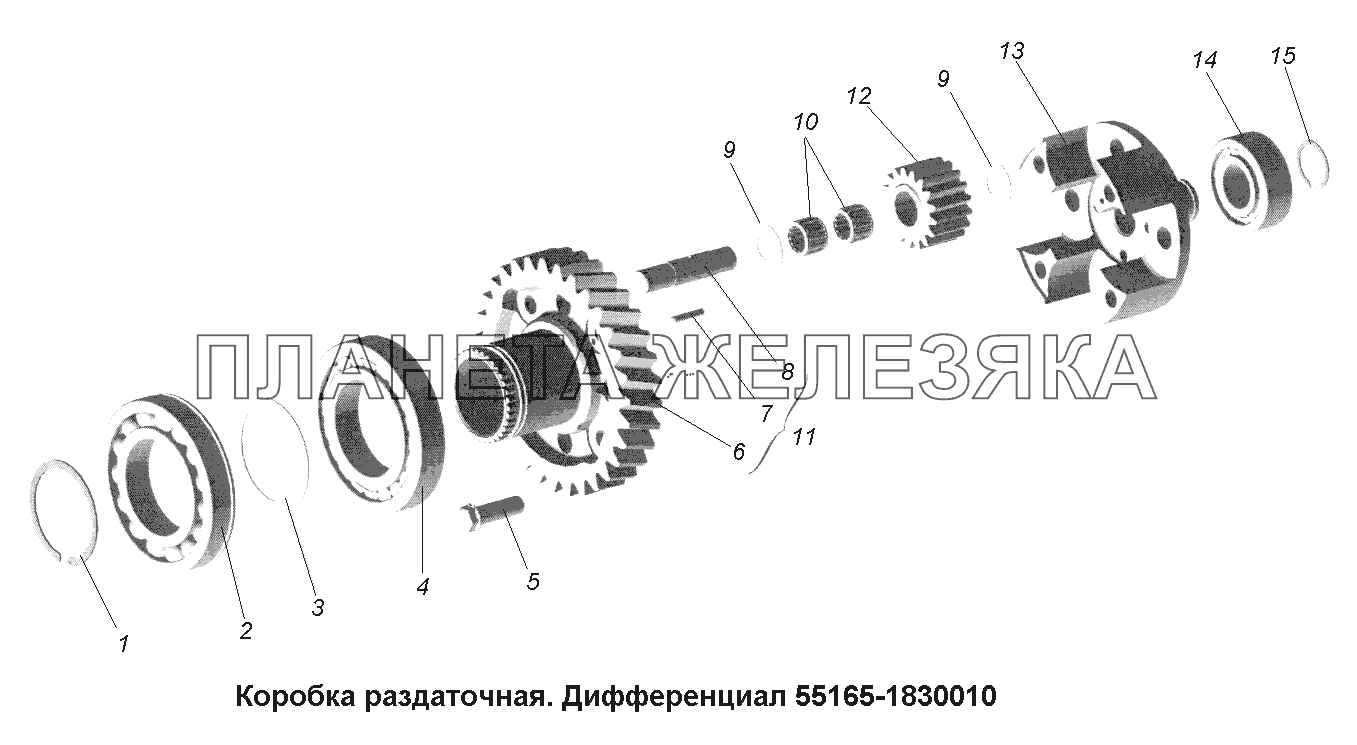 Раздаточная коробка\Коробка раздаточная. Дифференциал 55165-1830010 МАЗ-631705, 631708