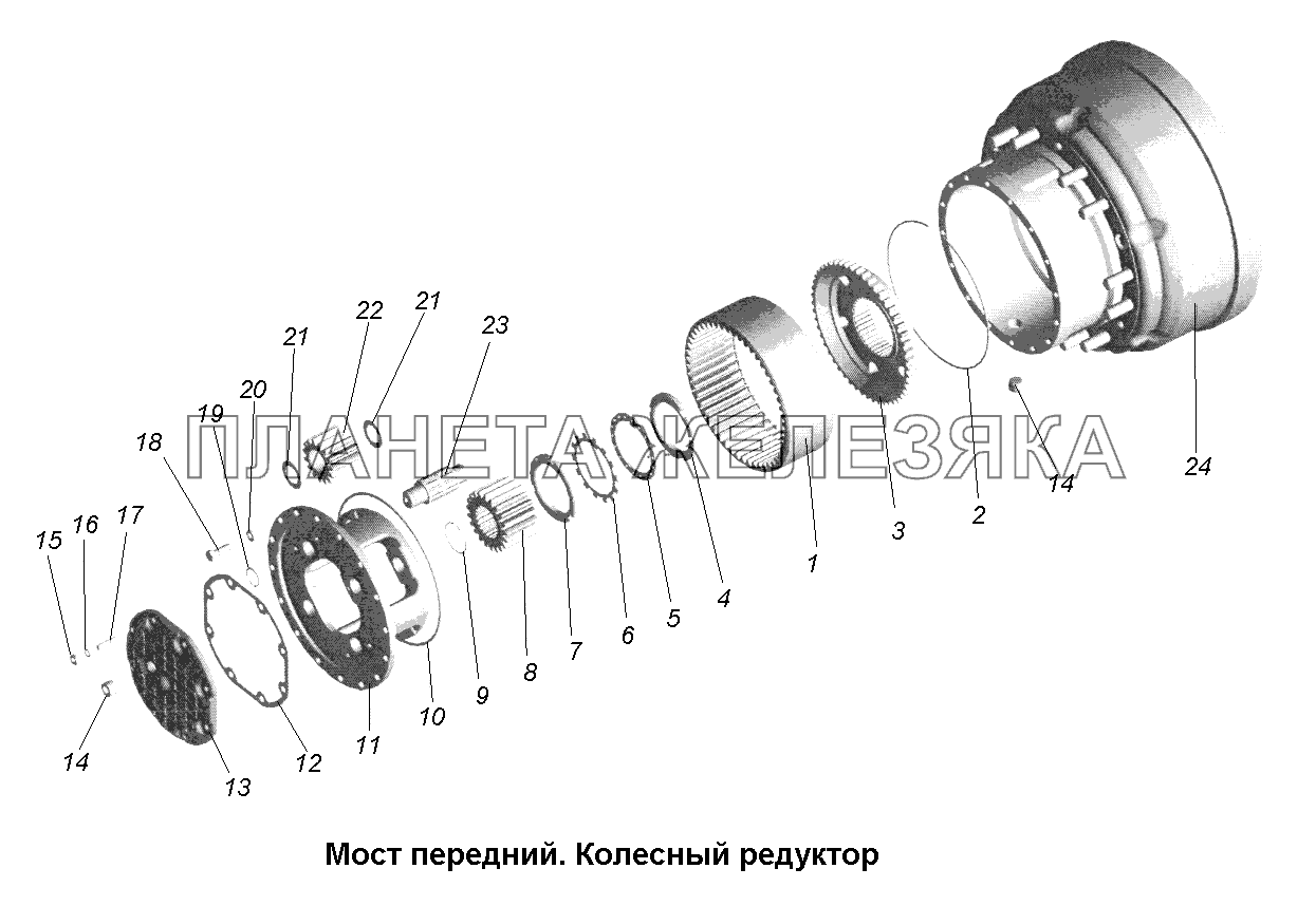 Мост передний\Мост передний. Колесный редуктор МАЗ-631705, 631708