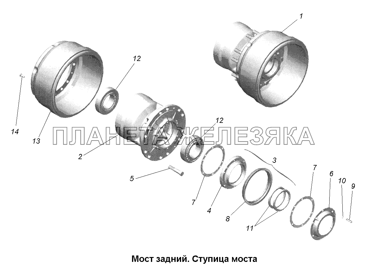 Мост задний\Мост задний. Ступица моста. МАЗ-631705, 631708