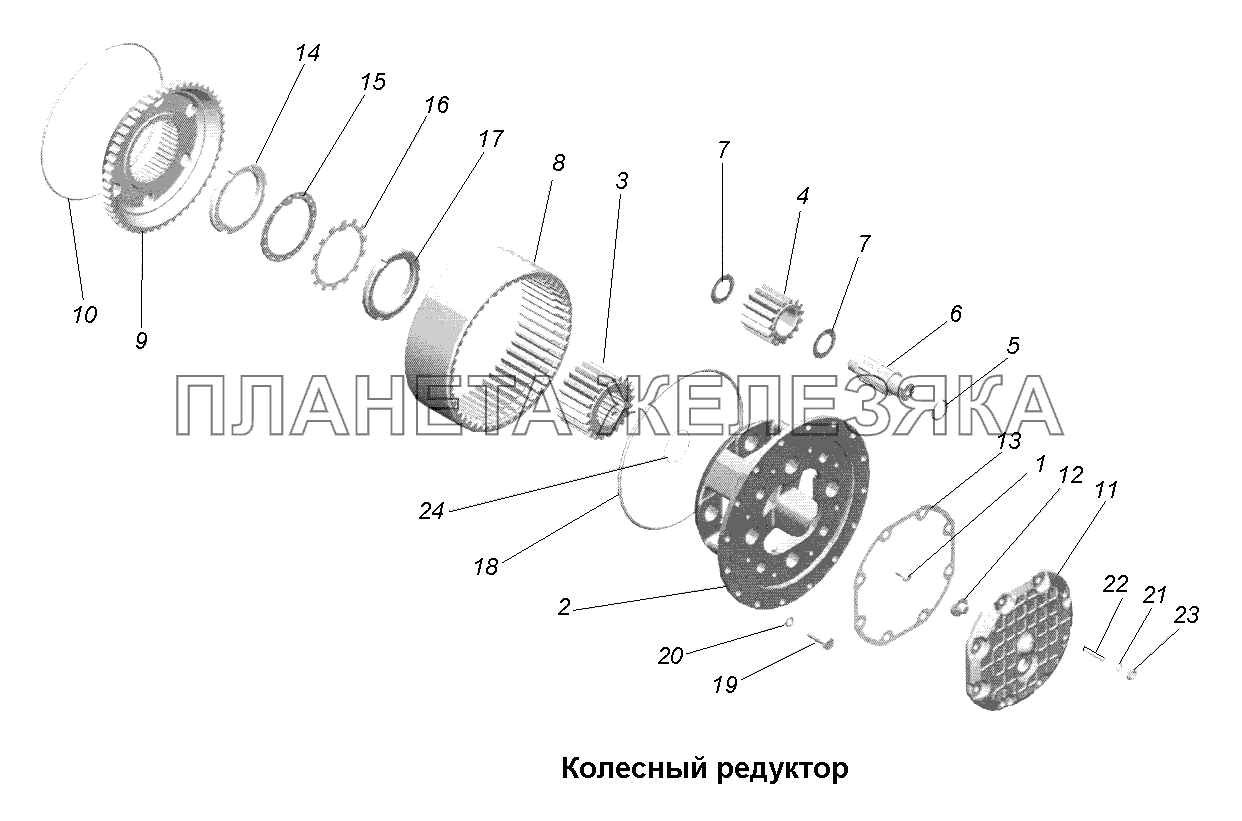 Мост задний\Колесный редуктор (2) МАЗ-631705, 631708
