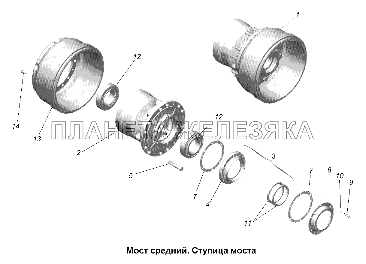 Мост средний\Мост средний. Ступица моста. МАЗ-631705, 631708