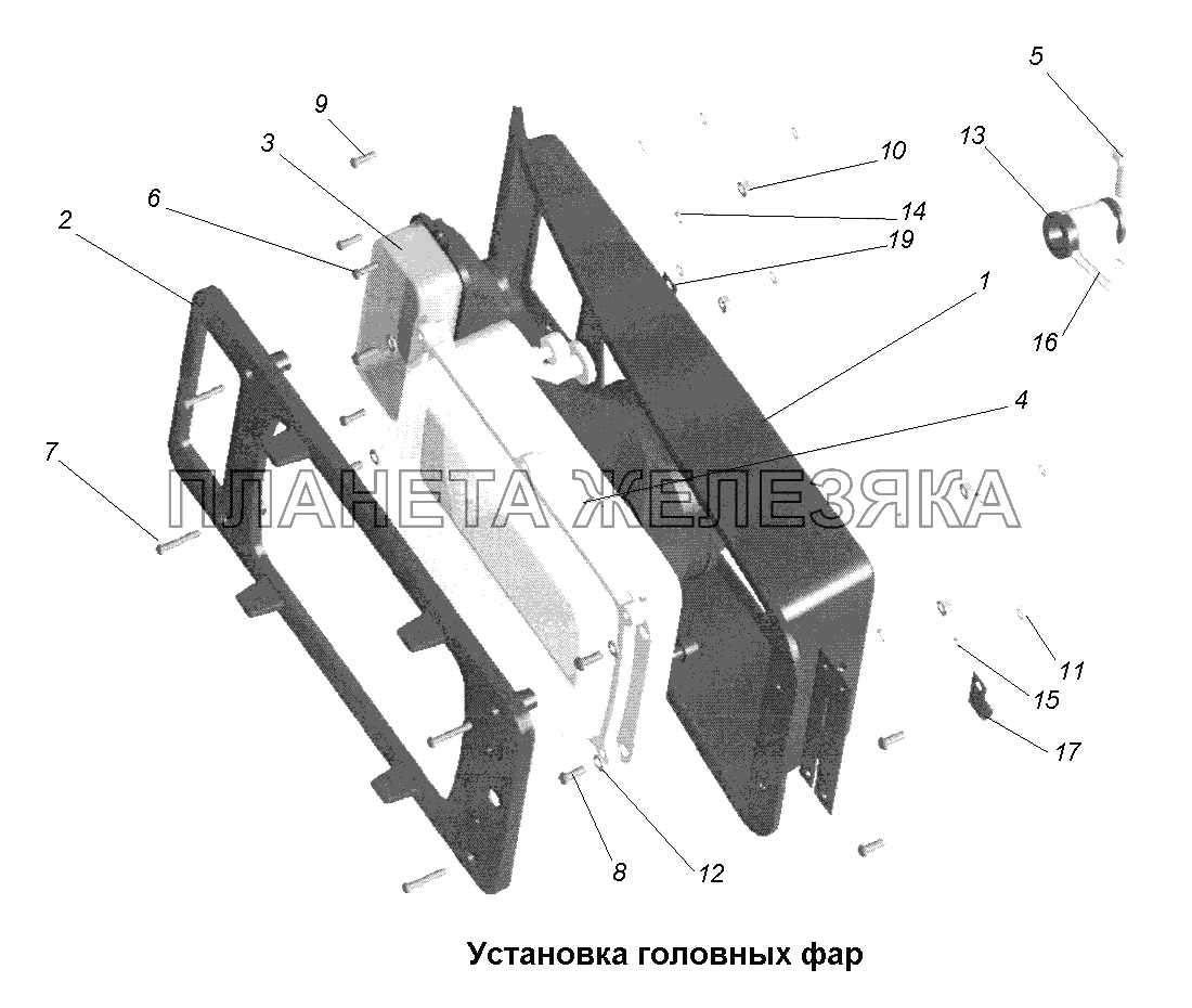 Электрооборудование\Установка головных фар МАЗ-631705, 631708