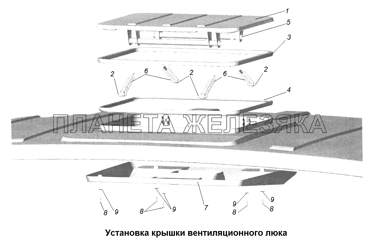 Кабина\Установка крышки вентиляционного люка МАЗ-631705, 631708