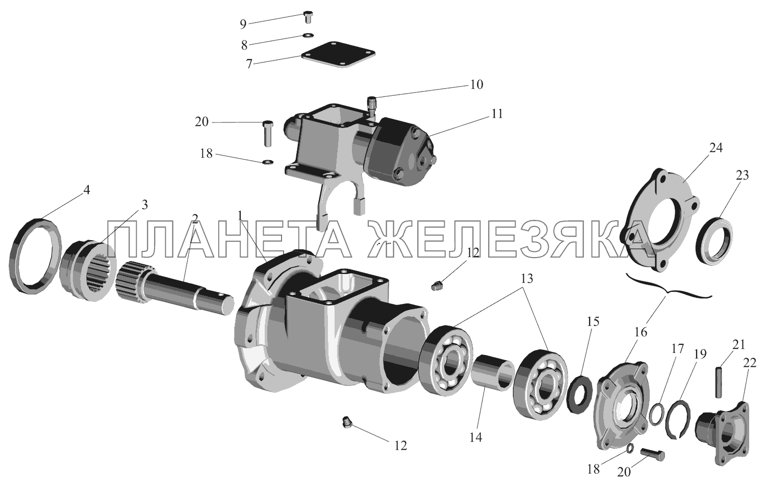 Коробка раздаточная. Коробка отбора мощности 6317-4202010-010 МАЗ-631705