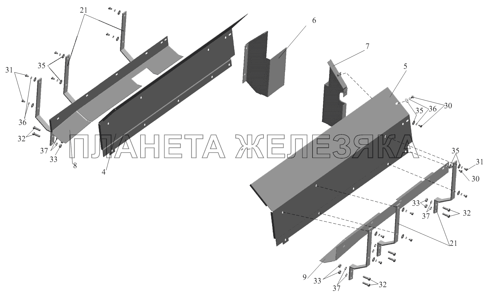 Установка шумоизоляционных экранов 642208-1061003 МАЗ-6422, 5432