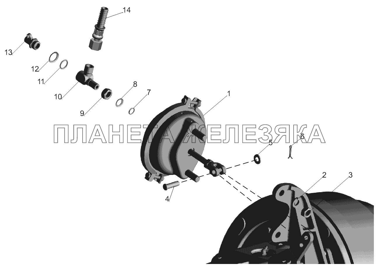 Установка тормозных камер 6422-3519001-10 МАЗ-6422, 5432
