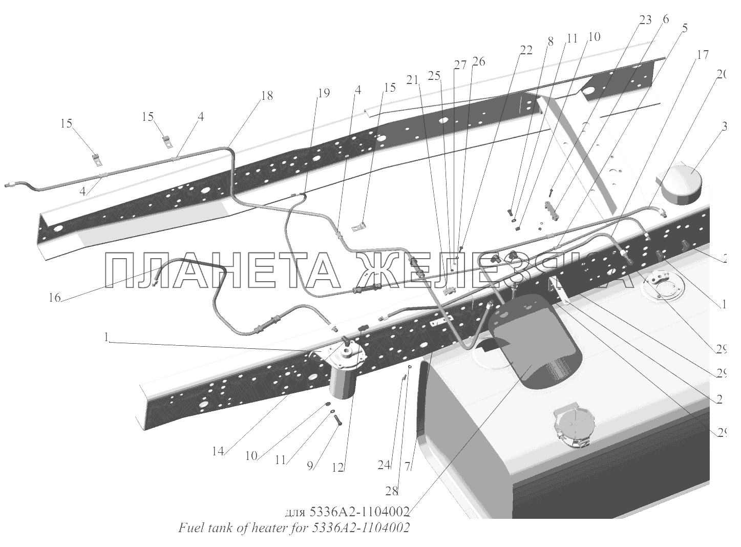 Установка топливопроводов 5336A2-1104002, 5336A2-1104002-700 МАЗ-6422, 5432