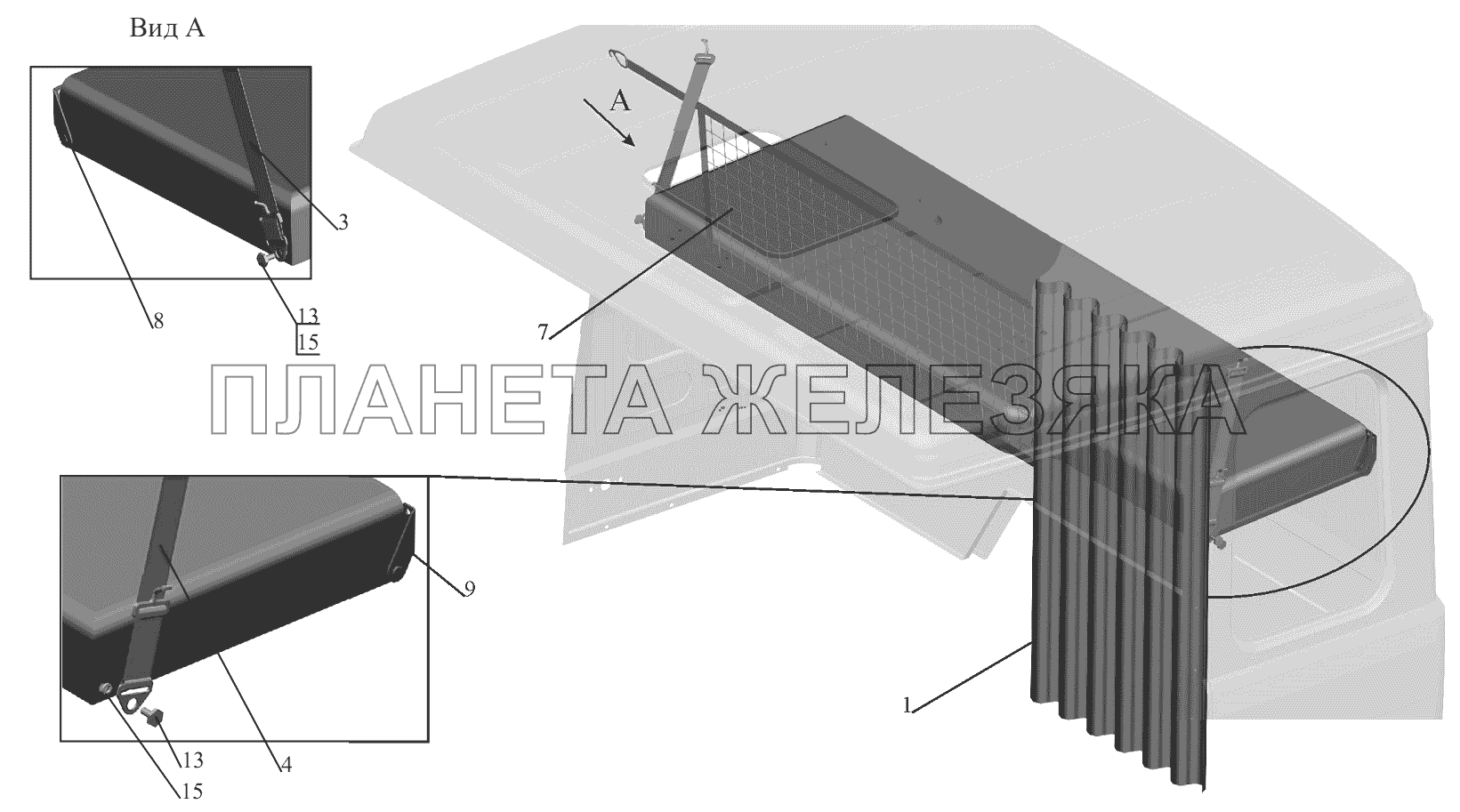Установка верхнего спального места 64221-8200011 МАЗ-6422, 5432