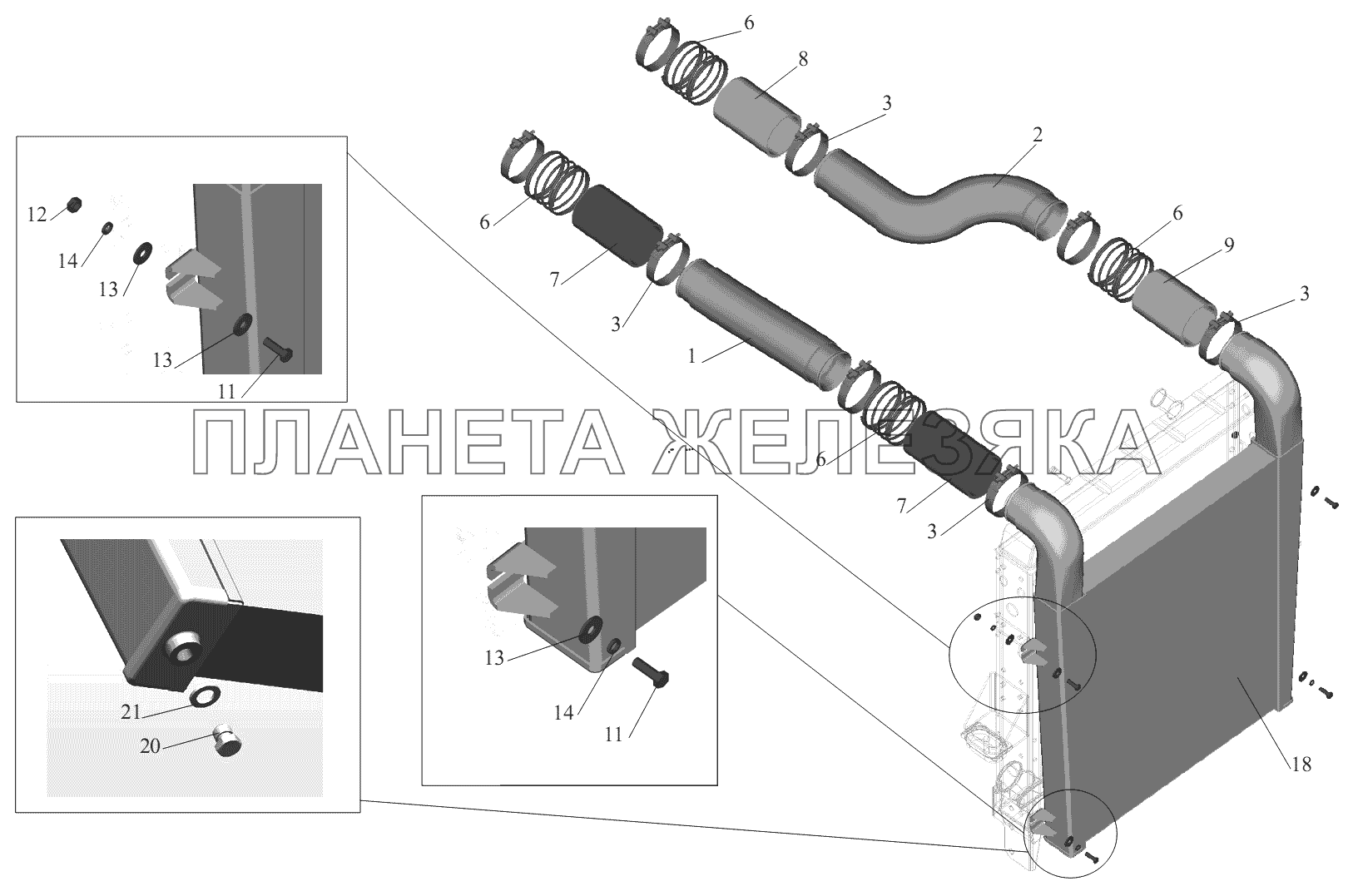 Установка системы охлаждения воздуха 5432А5-1300040 МАЗ-6422, 5432
