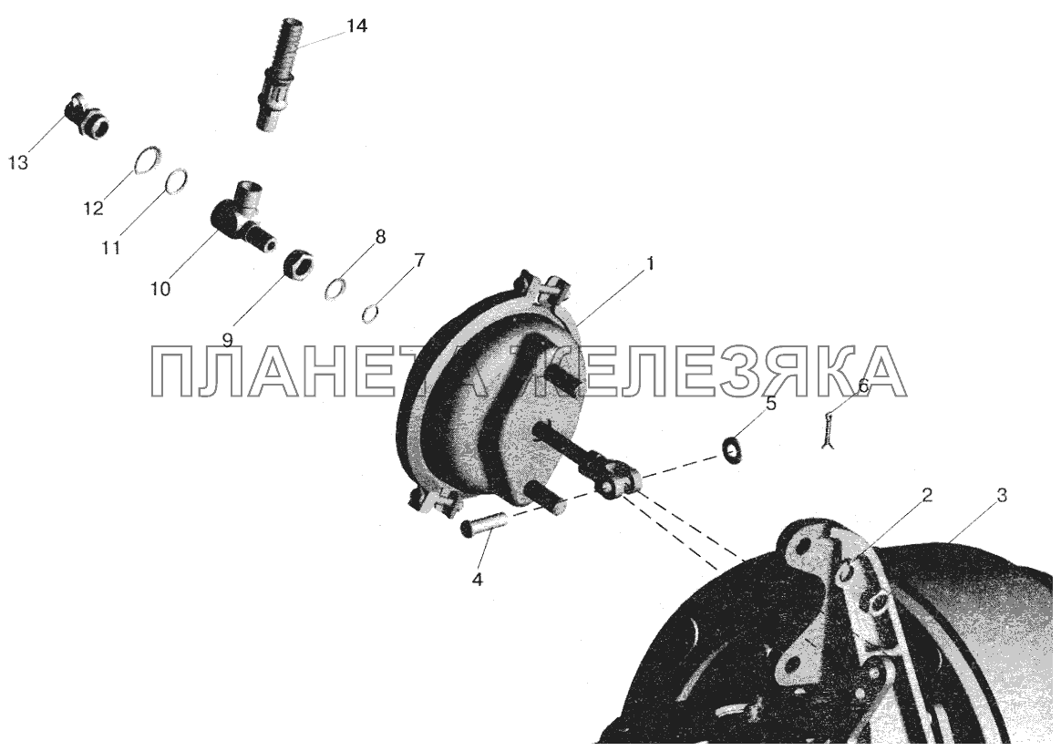 Установка тормозных камер и присоединительной арматуры МАЗ-6422