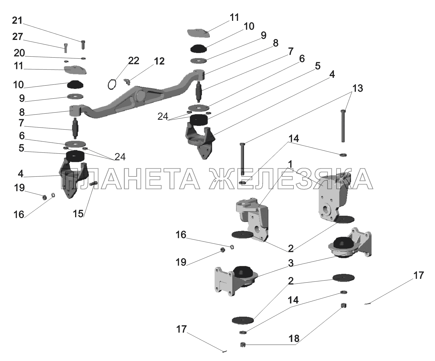 Крепление двигателя МАЗ-6430A8 (5440A8, 5440A5)