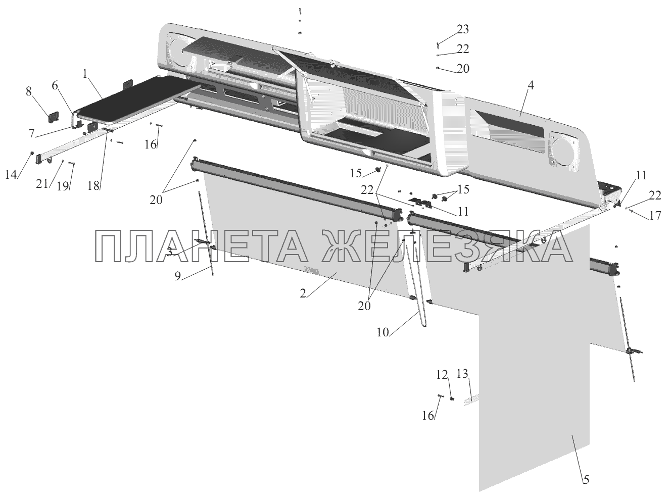 Установка полки, штор, козырька 6430-8200034 МАЗ-6430A8 (5440A8, 5440A5)