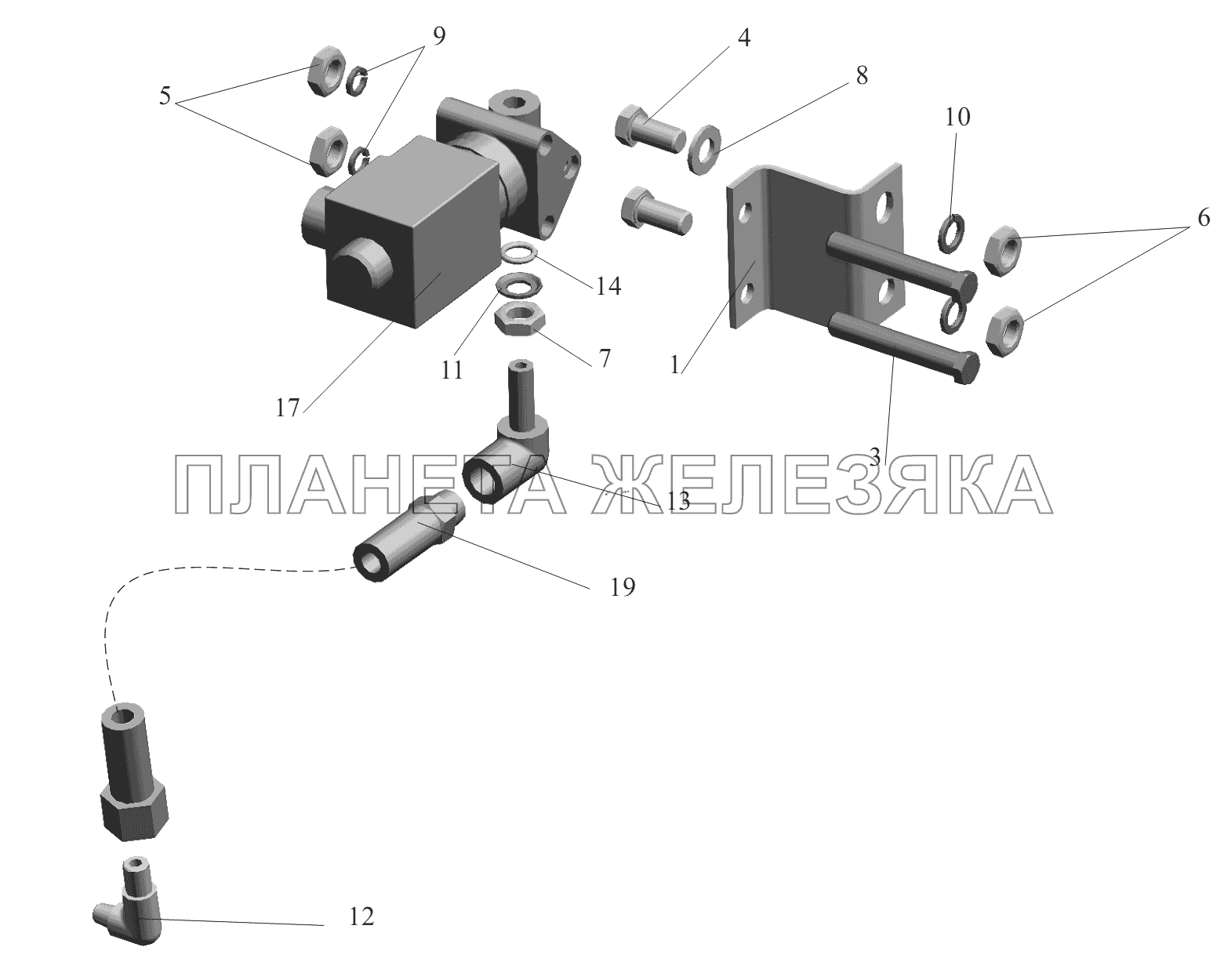 Установка привода управления блокировкой 5440-2500024 МАЗ-6430A8 (5440A8, 5440A5)