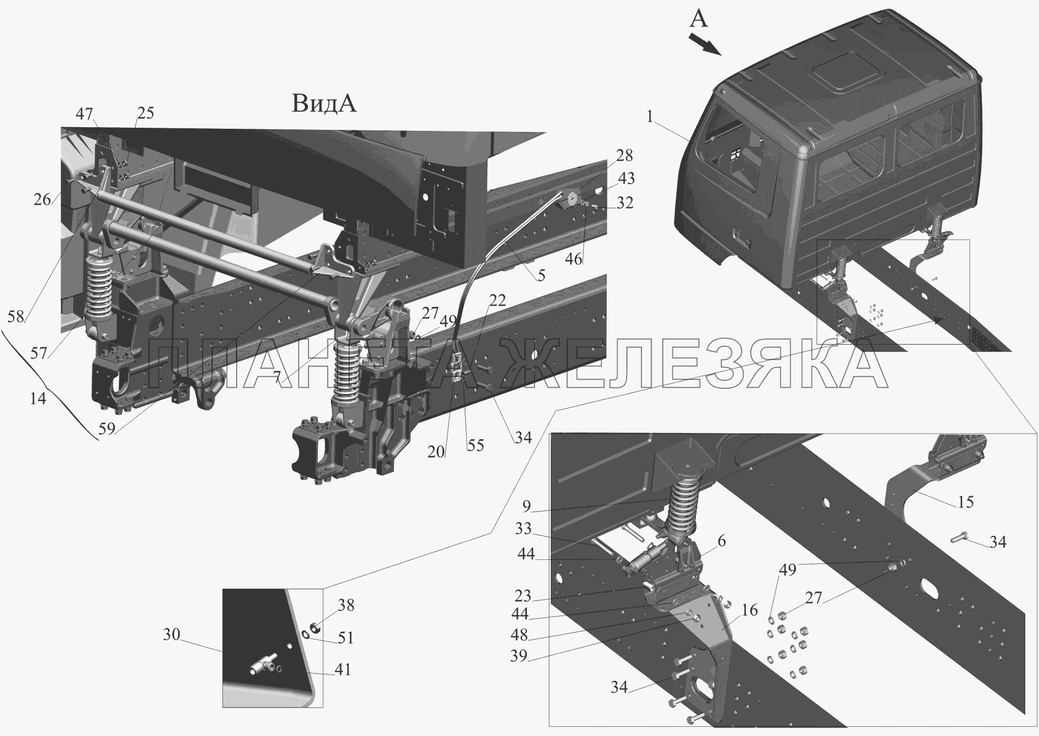 Установка кабины 650119-5000002-010 МАЗ-650119