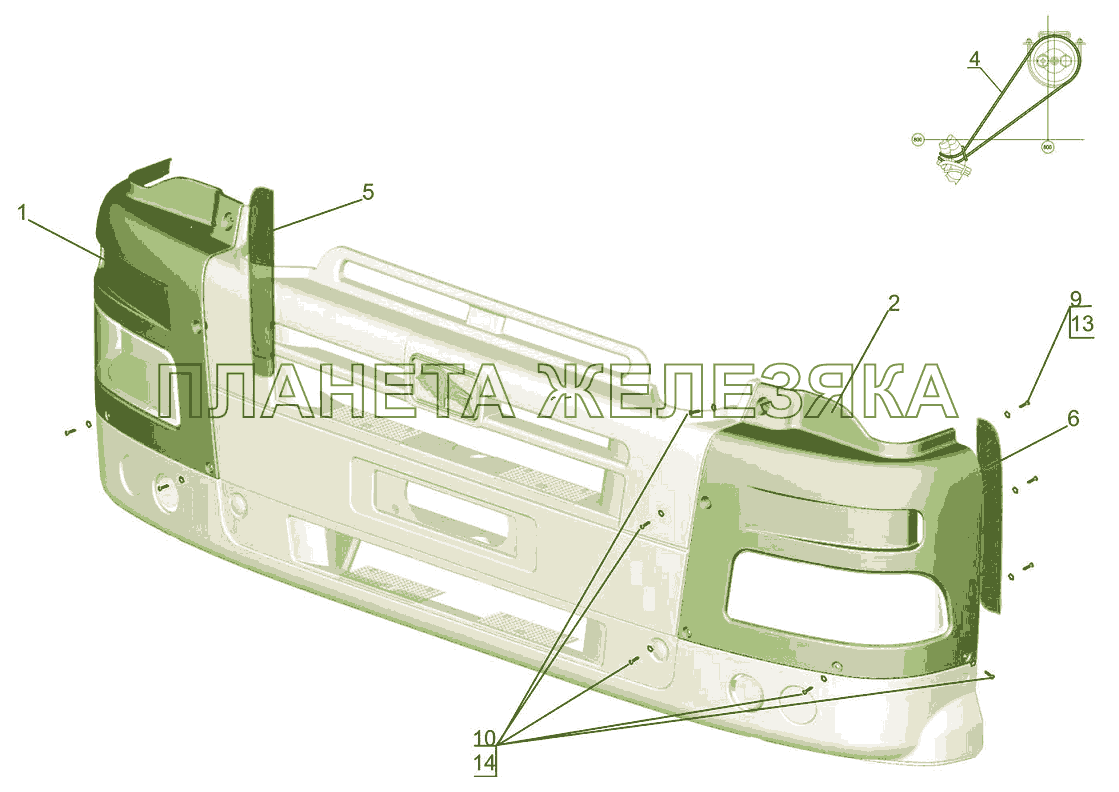 Установка панелей бампера 643019-2800005 МАЗ-6501B9