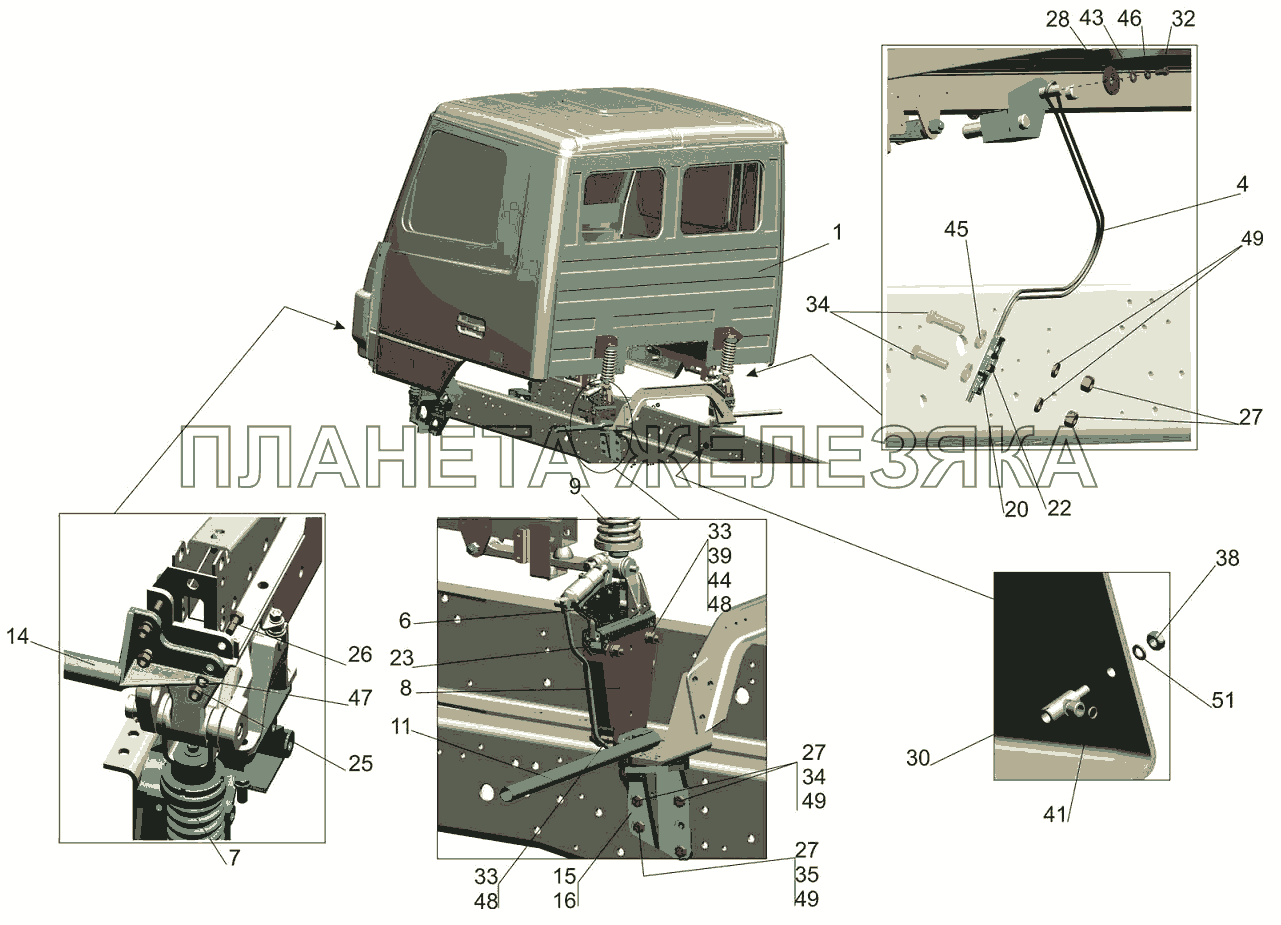 Установка кабины 6501В9-5000002-060 МАЗ-6501B9