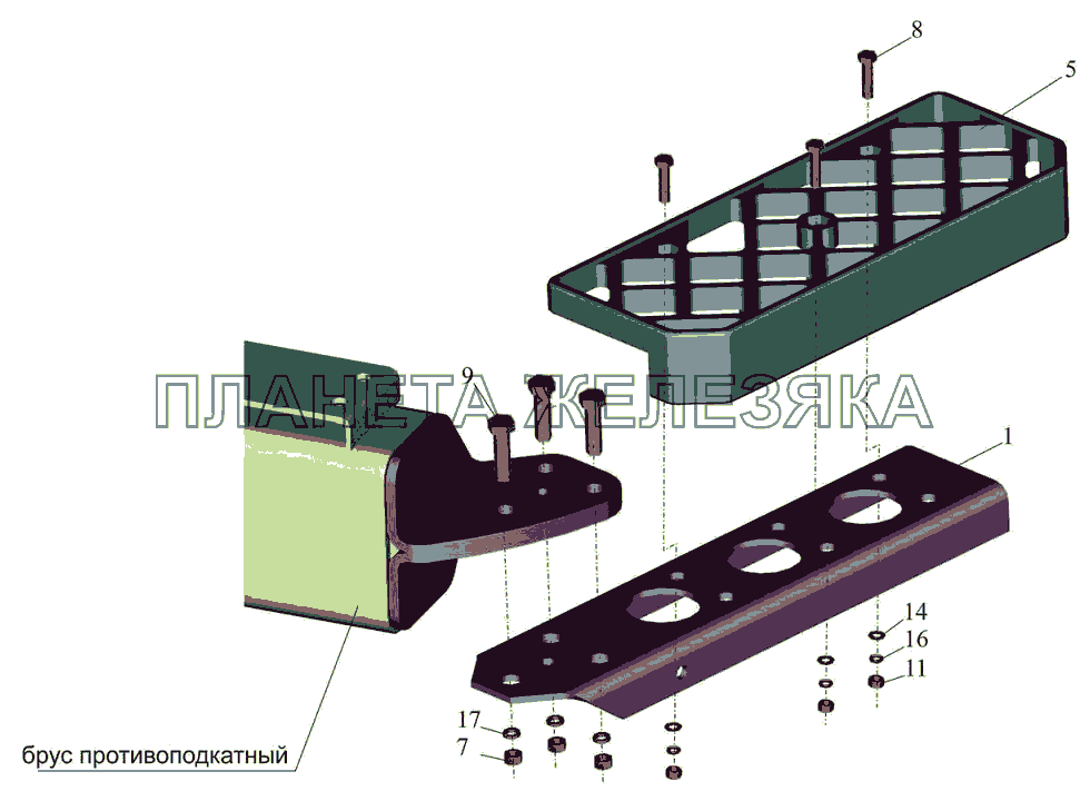 Установка нижней подножки 643019-8400016-010 МАЗ-6501B9