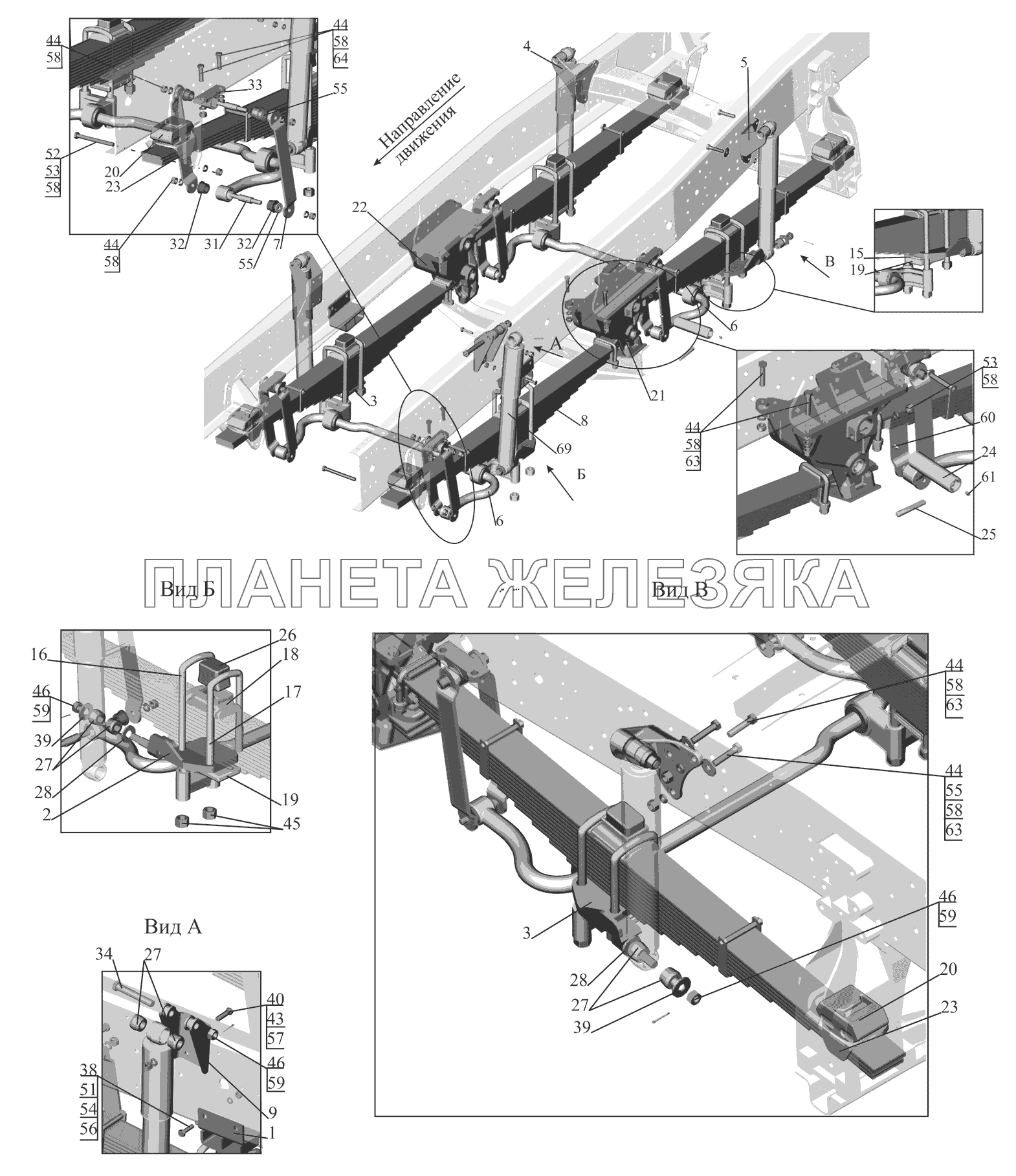Установка подвески передней 651608-2900001 МАЗ-651669-320 (340)