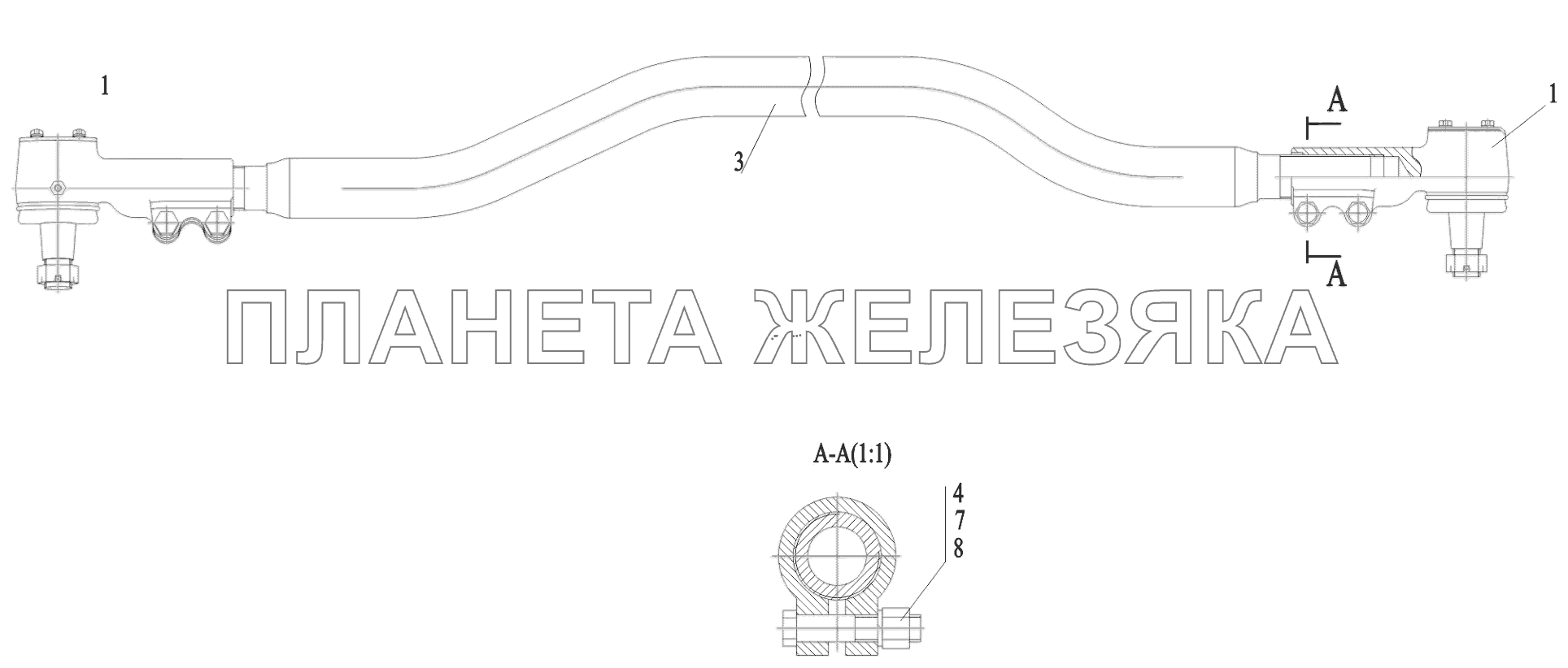 Тяга продольная 6516V8-3003100-000 МАЗ-6516V8-520 (6516V8-540)