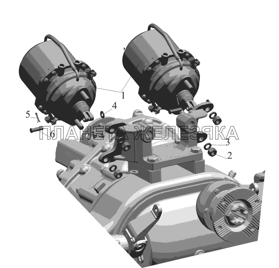 Крепление тормозных камер 643008-3519003 на среднем мосту МАЗ-6516V8-520 (6516V8-540)