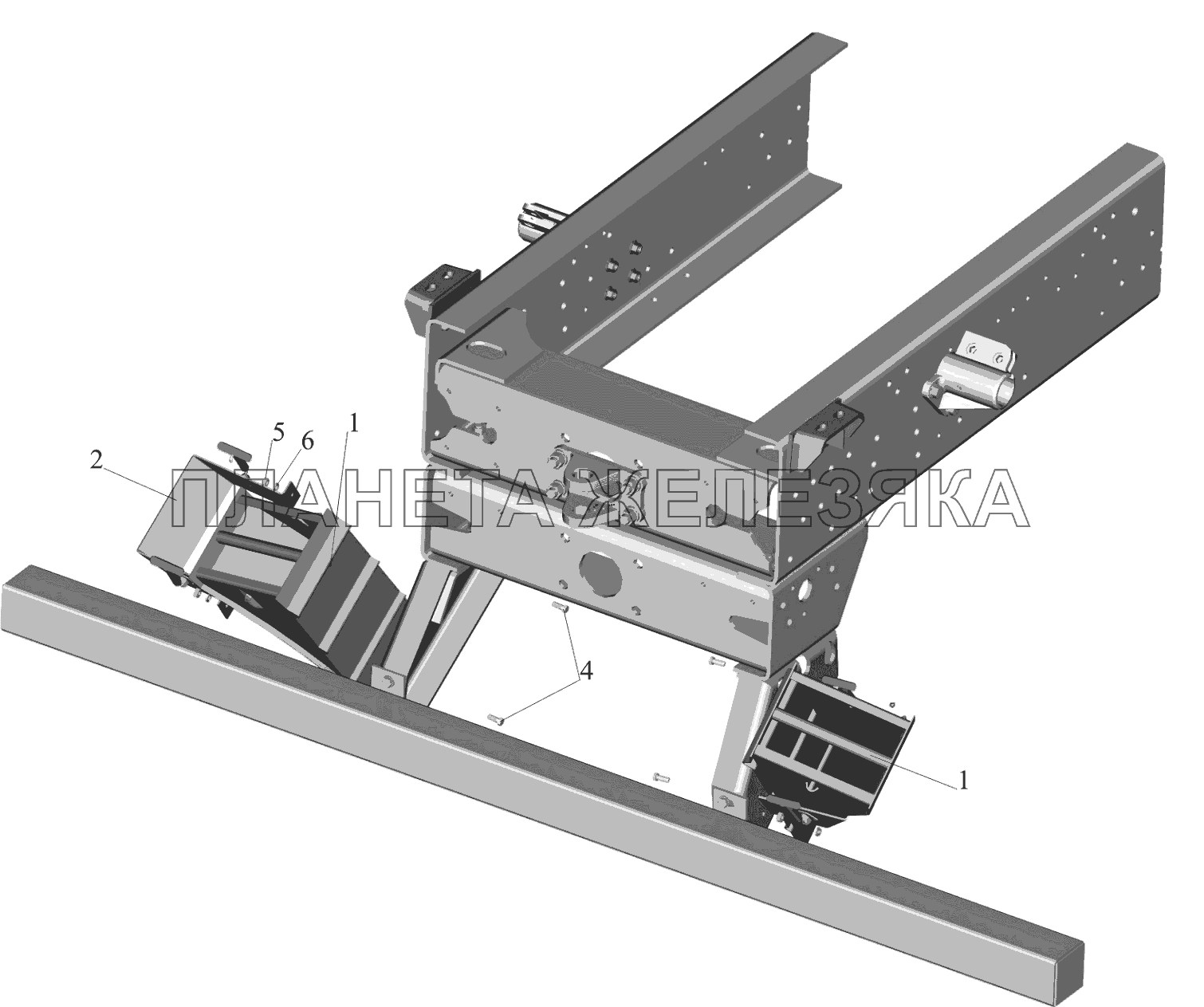 Установка противооткатных упоров 53373-3900037 МАЗ-6516V8-520 (6516V8-540)