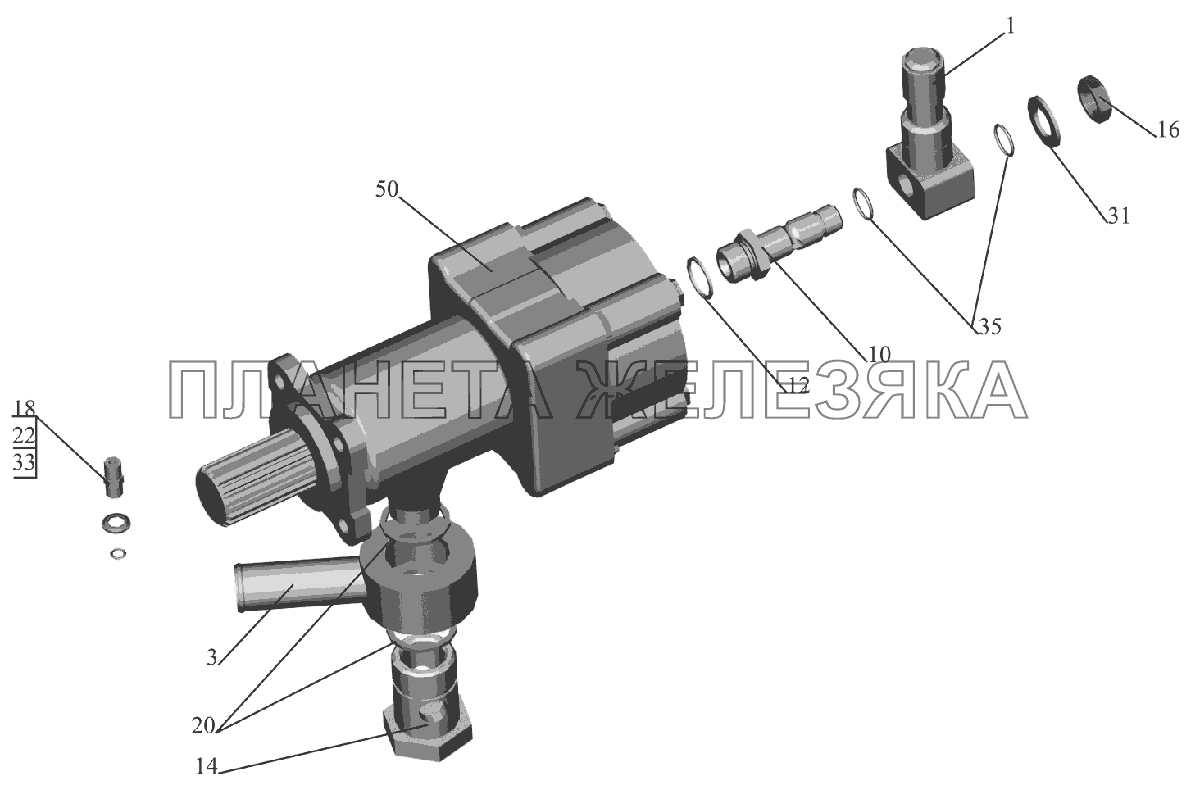 Установка коробки отбора мощности и насоса 651669-8600007 МАЗ-6516V8-520 (6516V8-540)