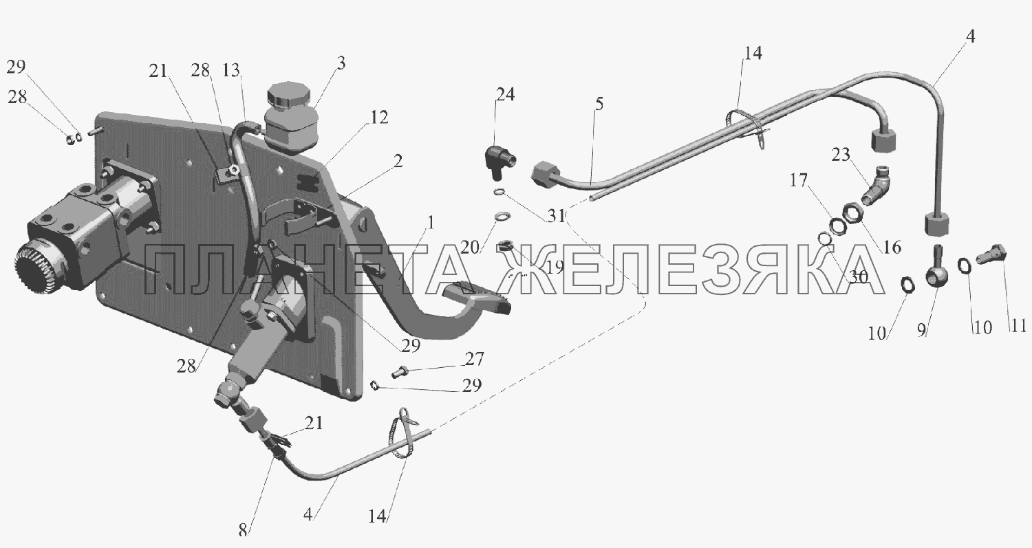 Механизм управления сцеплением 544019-1600005-010 МАЗ-6516V8-520 (6516V8-540)