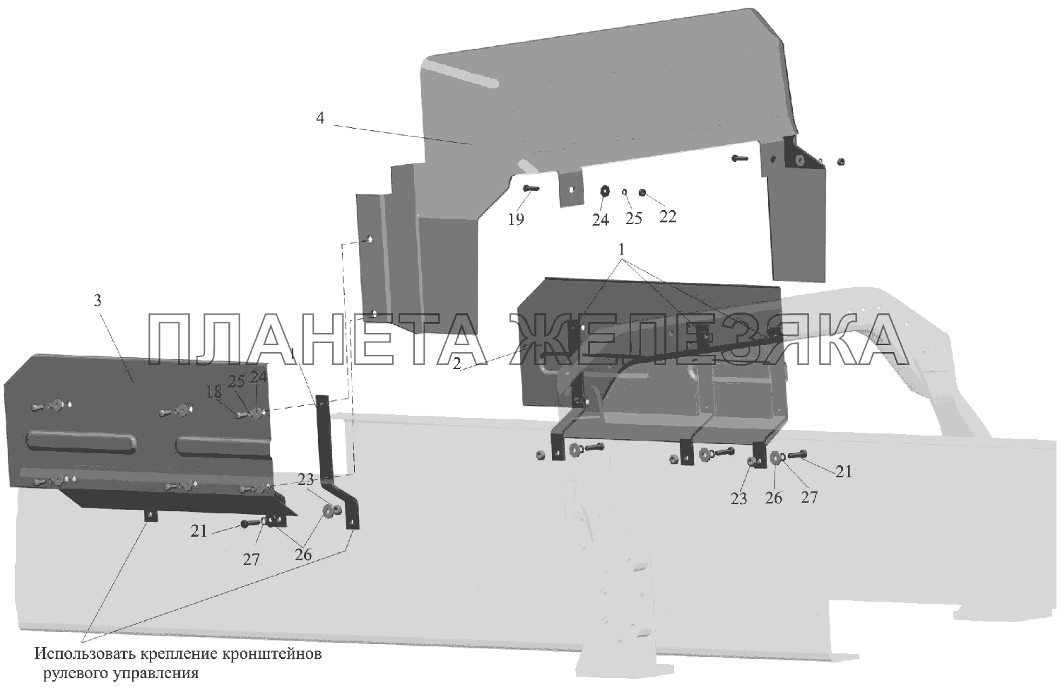 Установка шумоизоляционных экранов 6516V8-1061003-000 МАЗ-6516V8-520 (6516V8-540)