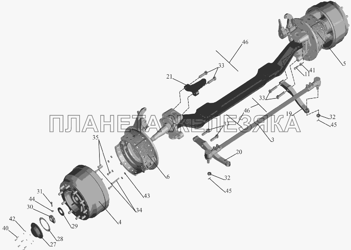 Ось передняя 6516V8-3000015-000 МАЗ-6516V8-520 (6516V8-540)