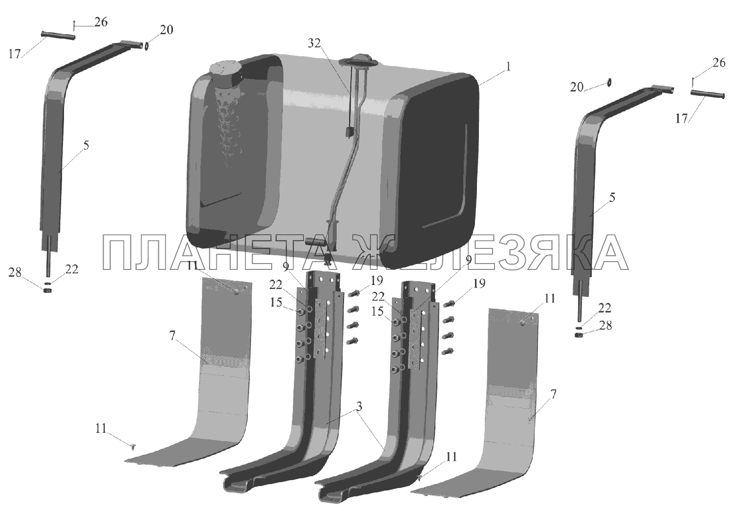 Крепление топливного бака 6516V8-1101002-000 МАЗ-6516V8-520 (6516V8-540)
