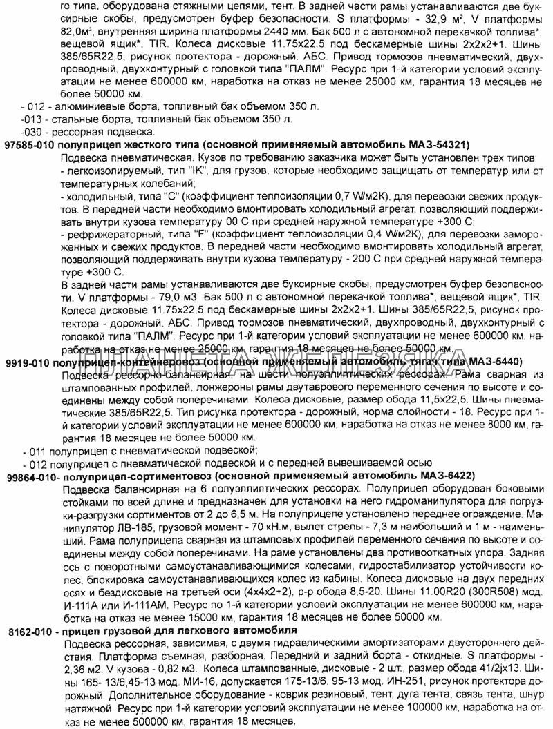 Полуприцепы Справочник