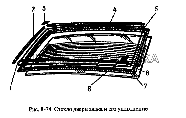 Стекло двери задка и его уплотнение Москвич-2335