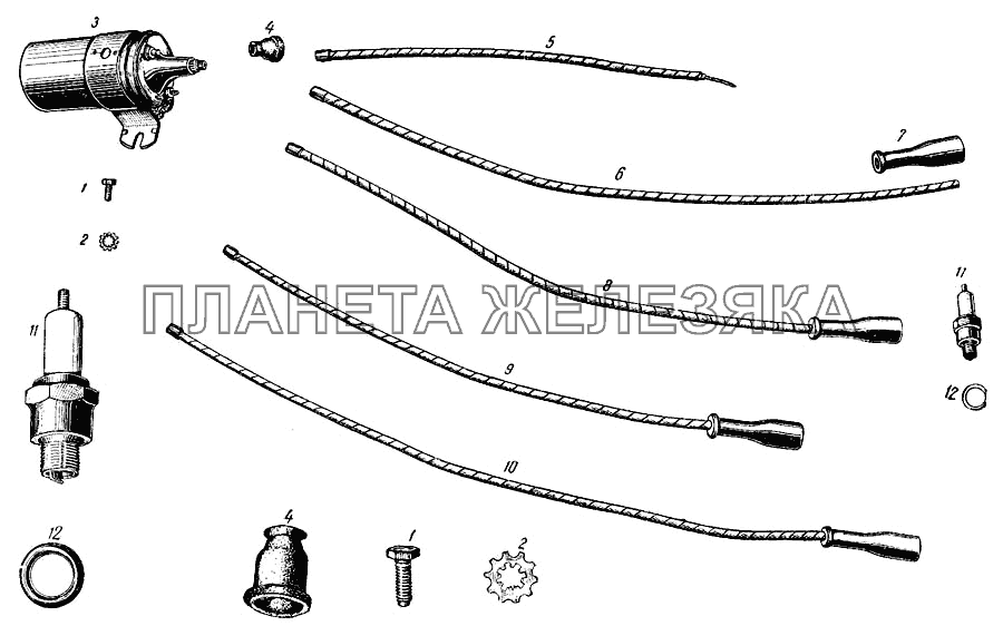 Катушка зажигания, свеча и провода зажигания Москвич-407