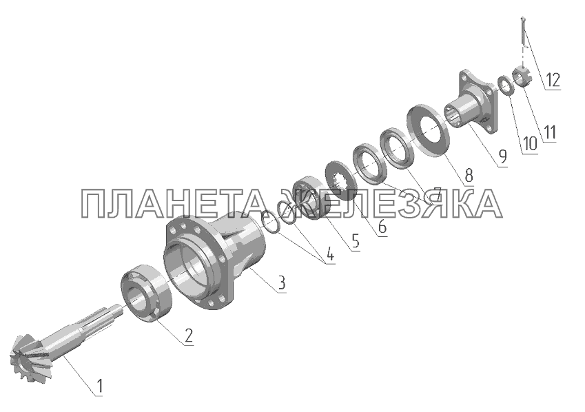 Главная передача переднего ведущего моста Беларус-1025/1025.2/1025.3