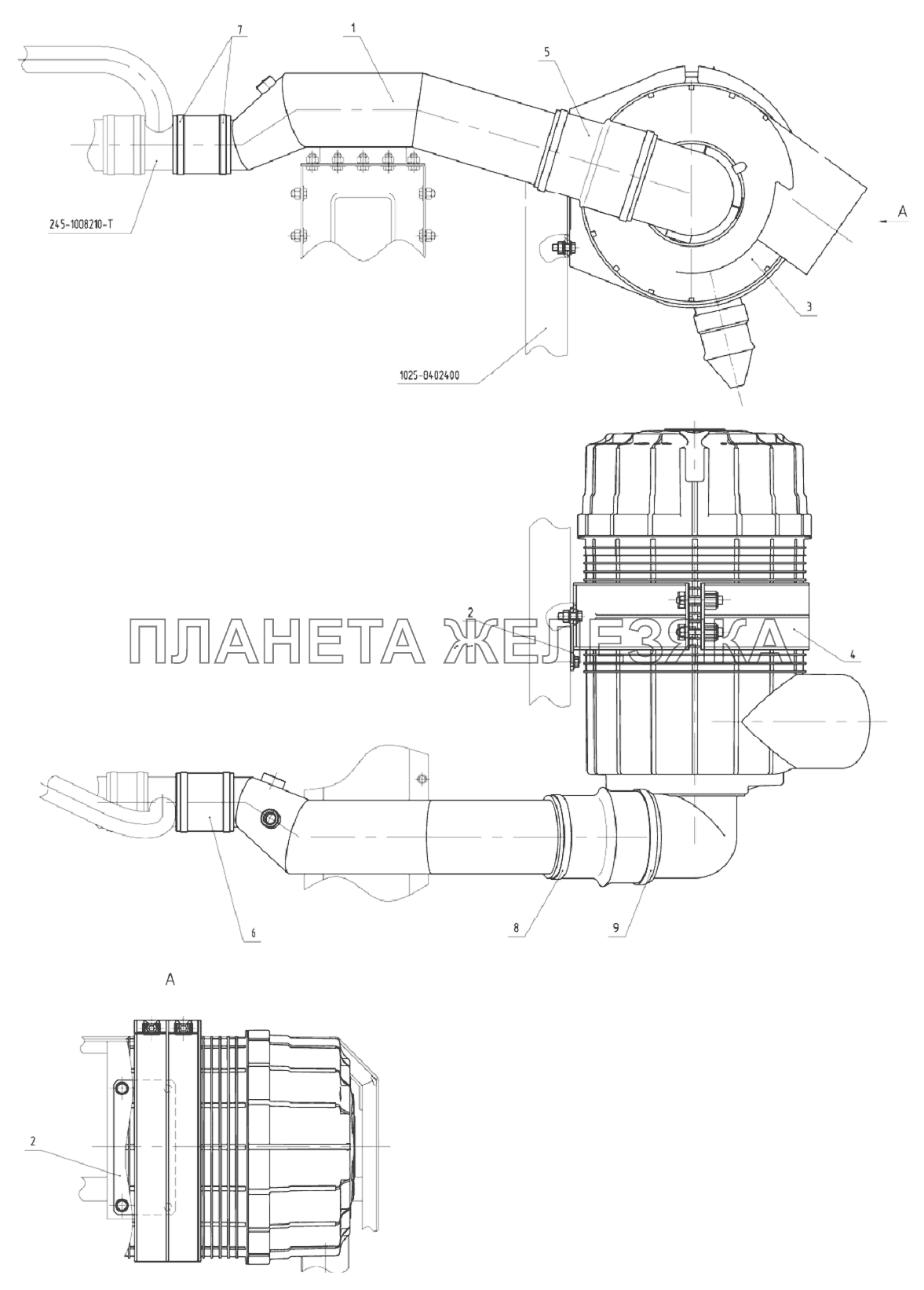 Установка воздухоочистителя «Donaldson» (Д-245.2S3А и Д-245.2S3АМ) Беларус-1220