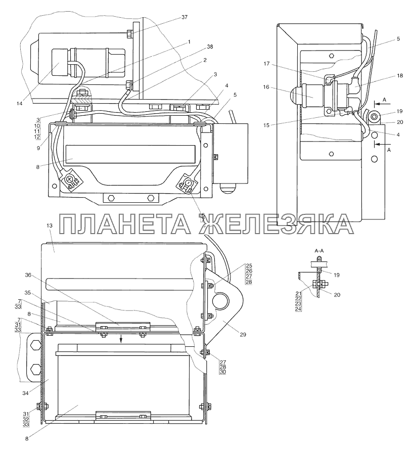 Установка аккумуляторных батарей («БЕЛАРУС-1221В/1221В.2») МТЗ-1221 (2009)
