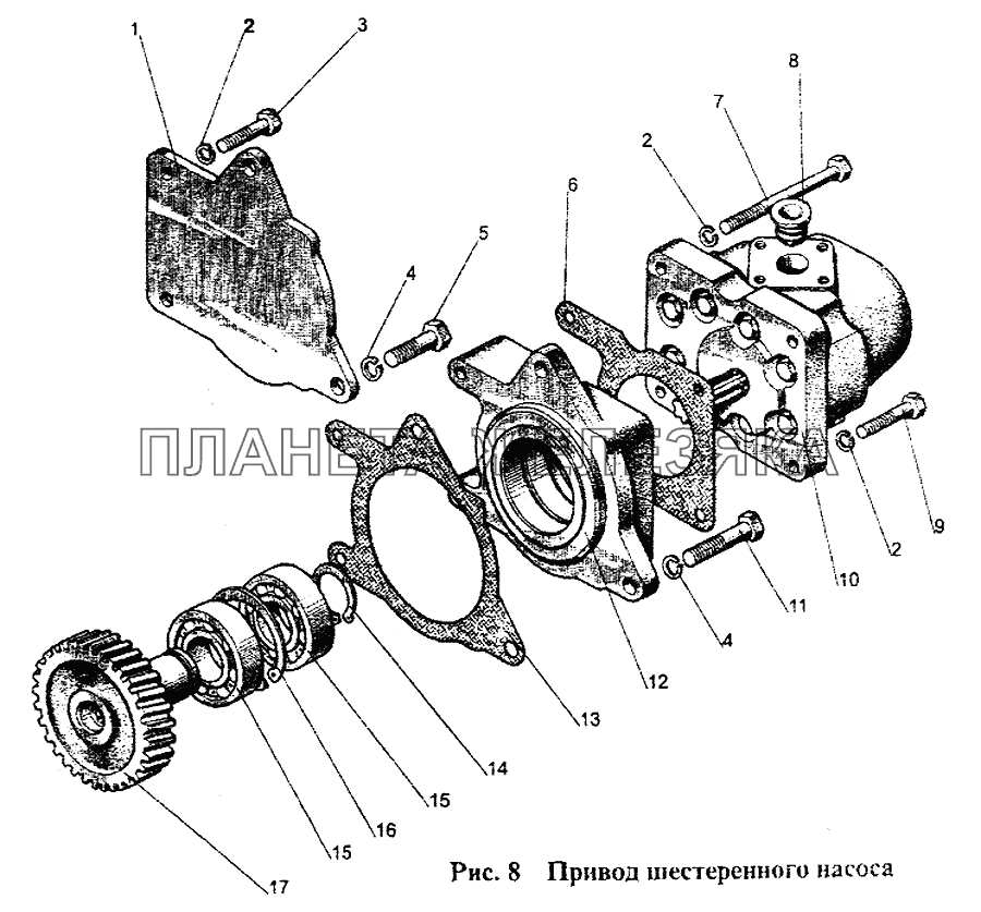 Привод шестеренного насоса МТЗ-1221