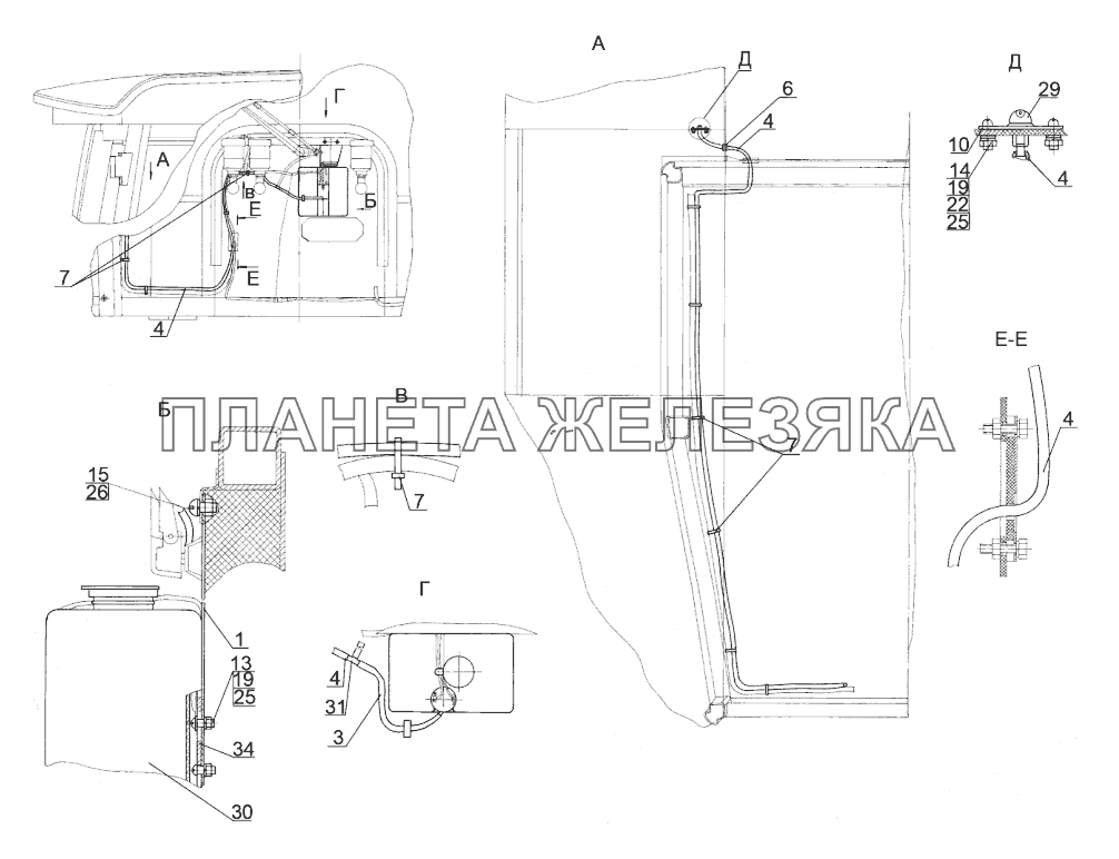 Установка стеклоомывателя МТЗ-1523.6