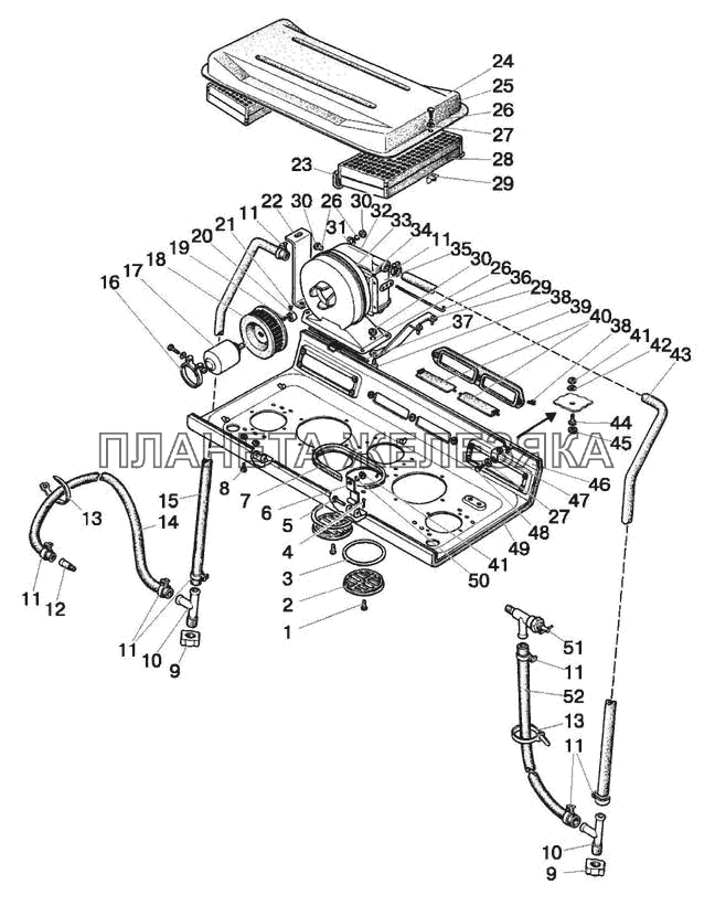 Отопитель. Арматура отопителя МТЗ-570