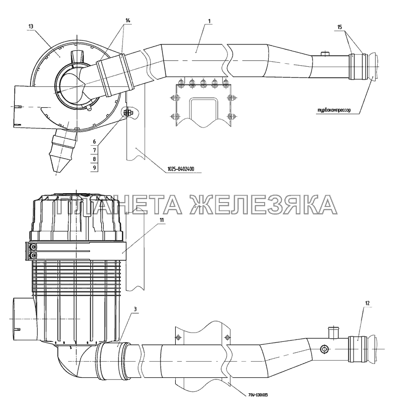 Установка воздузоочистителя МТЗ-920.4/952.4