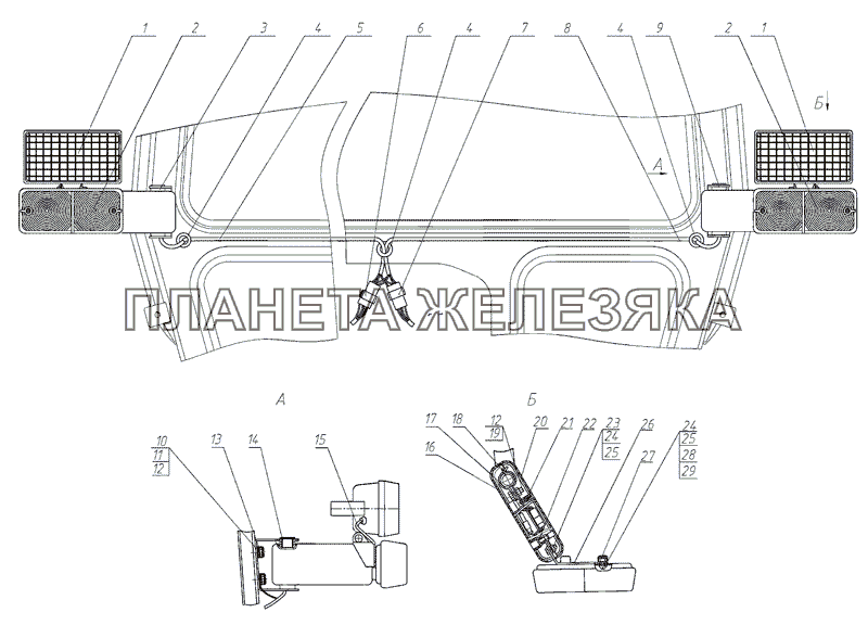 Установка фонарей передних МТЗ-920.4/952.4