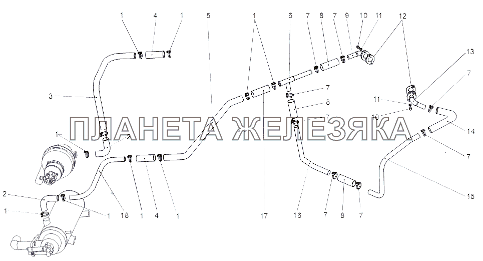 Система охлаждения подогревателя (ПЖД) МЗКТ-65151 