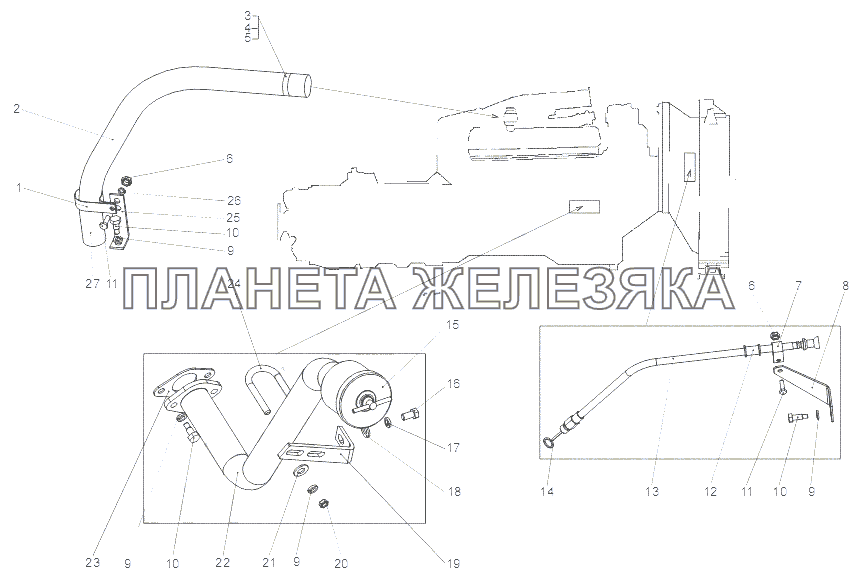 Установка агрегатов системы смазки МЗКТ-65151 