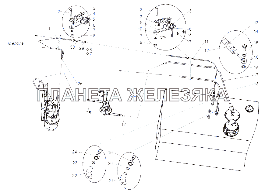 Установка топливопроводов МЗКТ-65151 