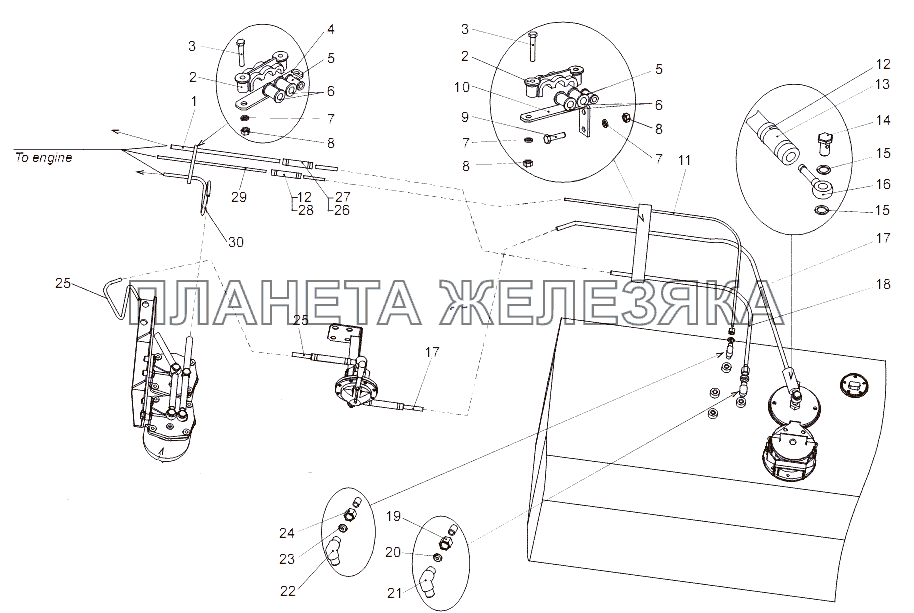 Установка топливопроводов МЗКТ-65151 