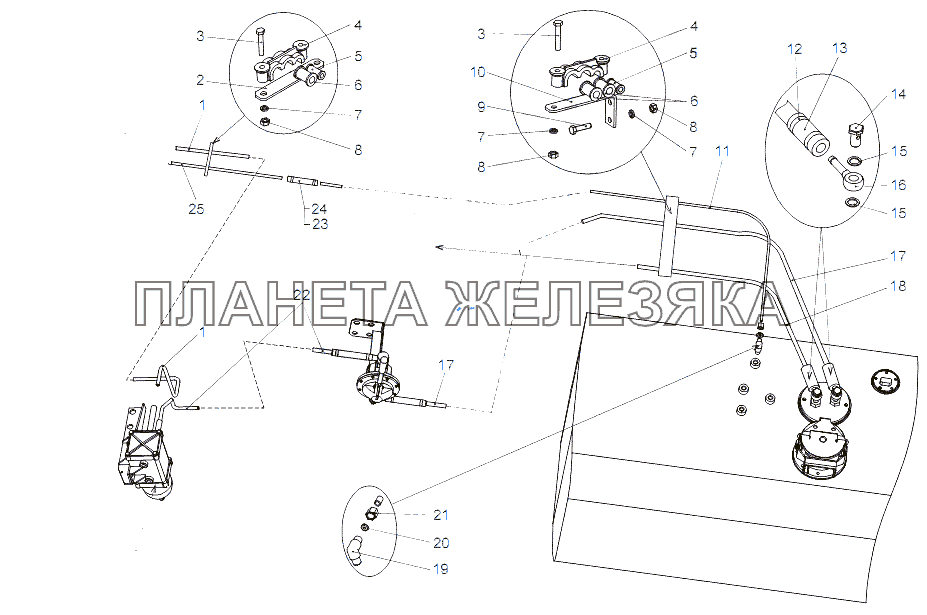 Установка топливопроводов МЗКТ-65151 