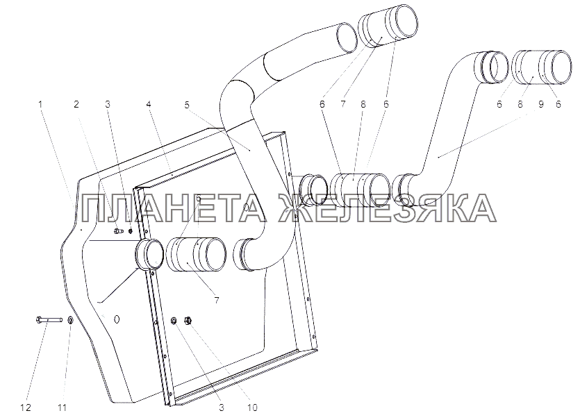 Установка охладителя наддува МЗКТ-65151 