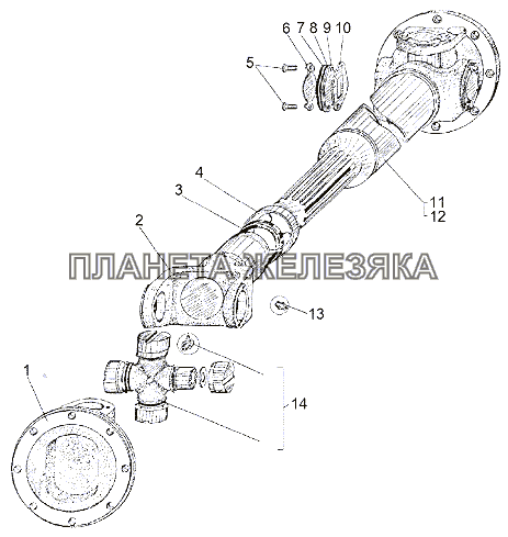 Валы карданные 69237-2202010-10, 79191-2204010 МЗКТ-65151 